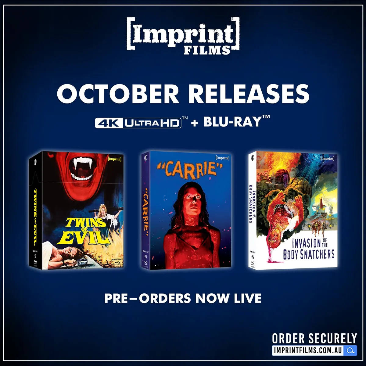 Imprint Films October 2025 Blu-ray Releases includes Carrie, Twins of Evil and More